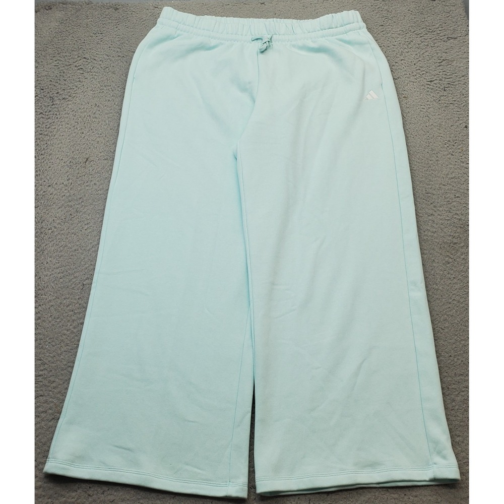Adidas Training Pants Womens 2XL Blue Lined Wide Leg Elastic Waist Drawstring